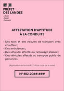 Carte rose d'attestation d'aptitude à la conduite 
